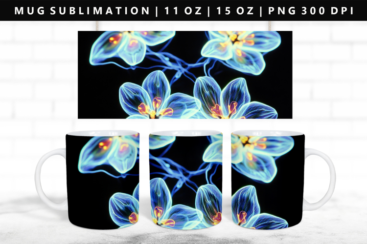 Flower 11oz, 15oz Mug Sublimation | Mug Wrap PNG