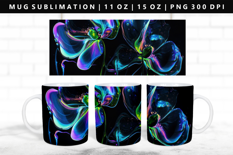 Flower 11oz, 15oz Mug Sublimation | Mug Wrap PNG