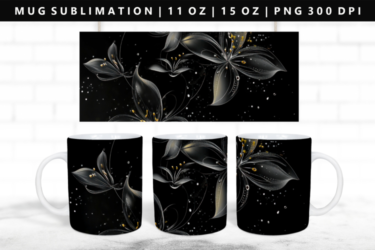 Flower 11oz, 15oz Mug Sublimation | Mug Wrap PNG