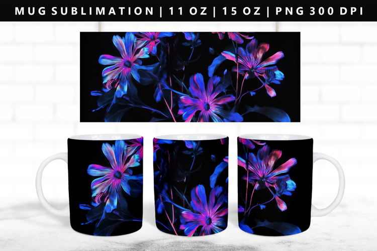 Flower 11oz, 15oz Mug Sublimation | Mug Wrap PNG