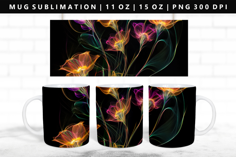 Flower 11oz, 15oz Mug Sublimation | Mug Wrap PNG