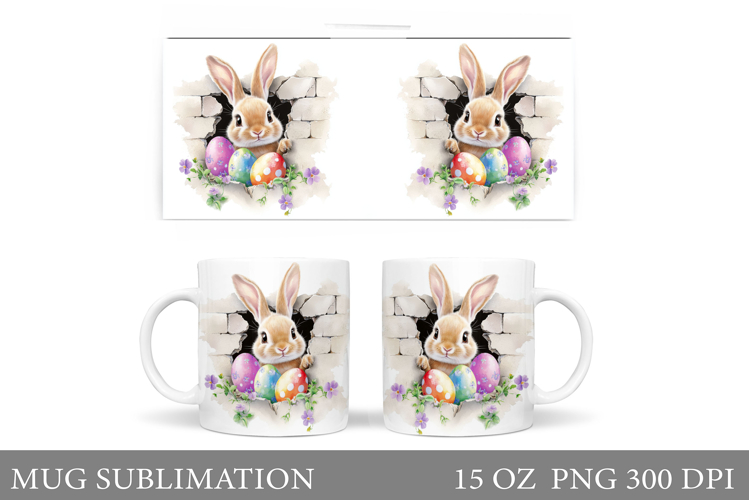 Easter Bunny Mug Design. Easter Mug Wrap Sublimation