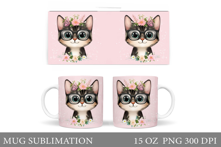 Cute Cat Mug Design. Cute Cat Sublimation