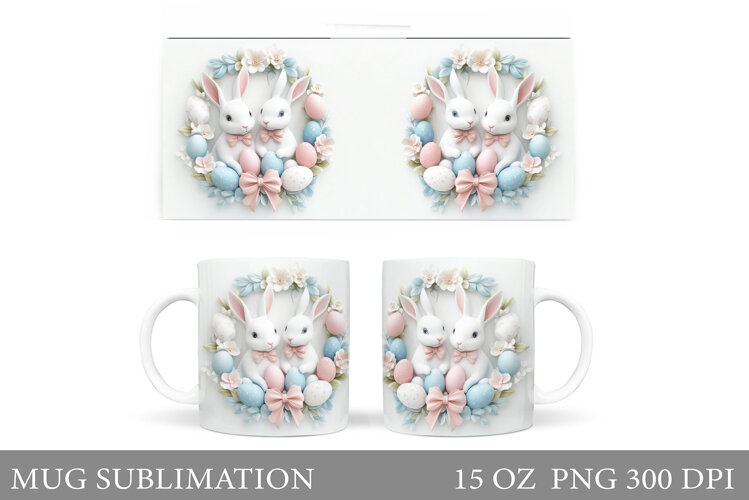 Easter Bunny Mug Design. Easter Mug Wrap Sublimation example image 1