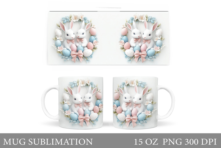 Easter Bunny Mug Design. Easter Mug Wrap Sublimation