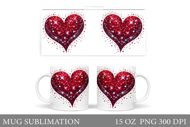 Hearts Mug Wrap Design. Valentine Mug Sublimation example image 1