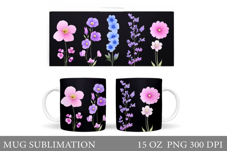 Flowers Mug Design. Floral Mug Sublimation