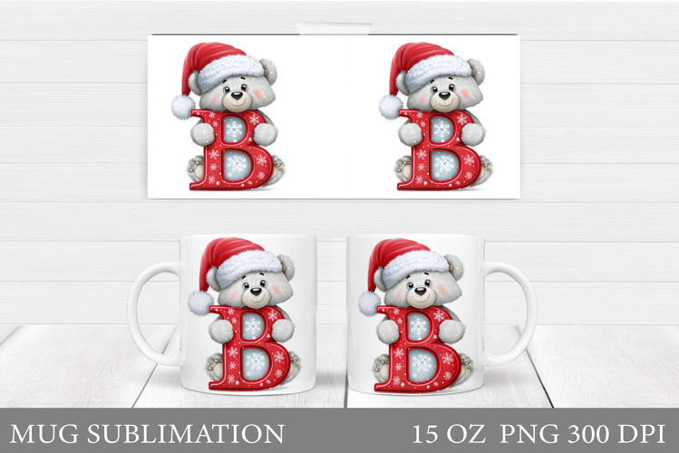 Letter B Mug Sublimation. Christmas Mug Sublimation