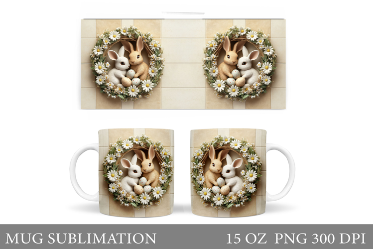 Easter Bunny Mug Design. Easter Mug Wrap Sublimation