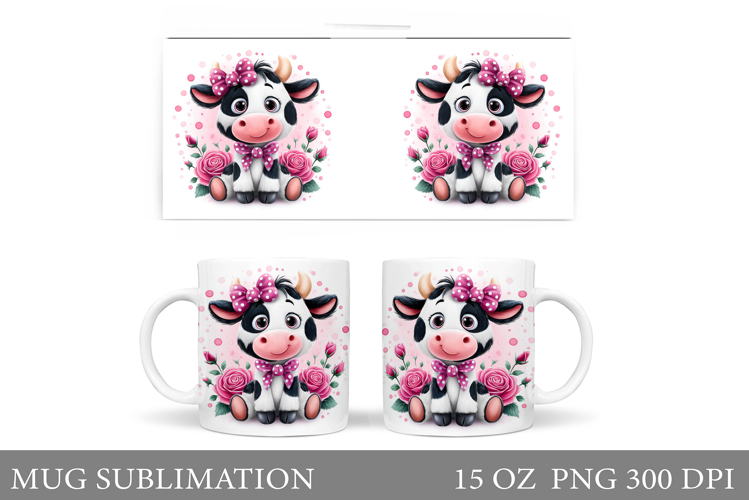 Cute Cow Mug Design. Cute Cow Sublimation example image 1