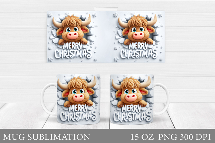Christmas Cow Mug Design. Christmas Mug Sublimation
