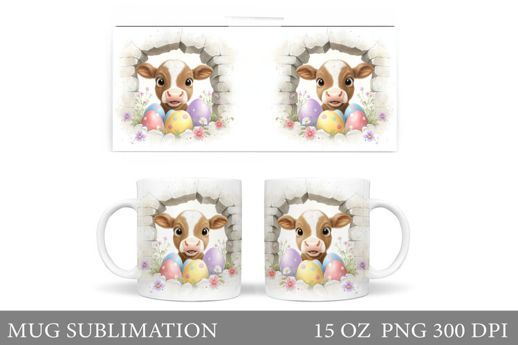 Easter Cow Mug Sublimation. Easter Mug Design example image 1