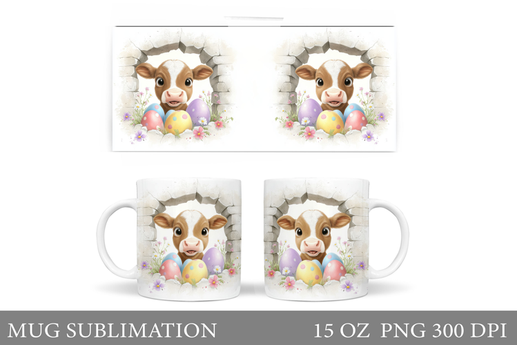 Easter Cow Mug Sublimation. Easter Mug Design