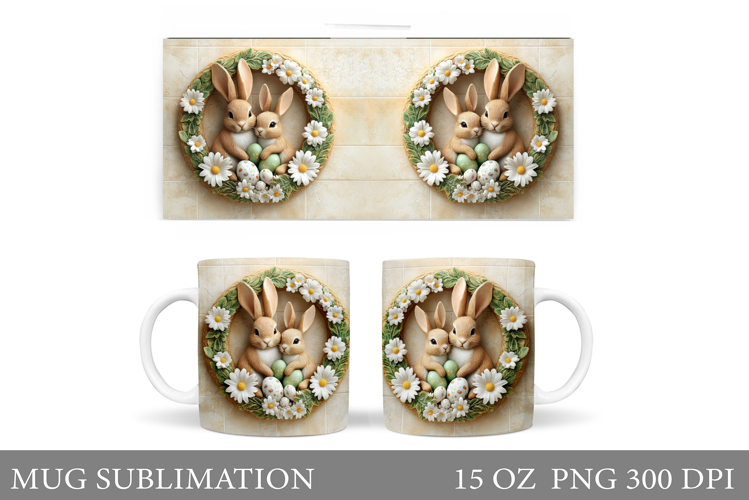 Easter Bunny Mug Design. Bunny Easter Mug Wrap Sublimation