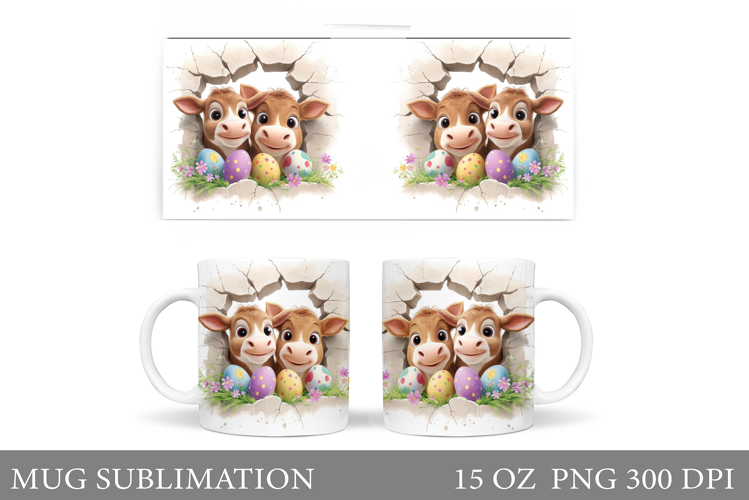 Easter Cow Mug Sublimation. Easter Mug Design