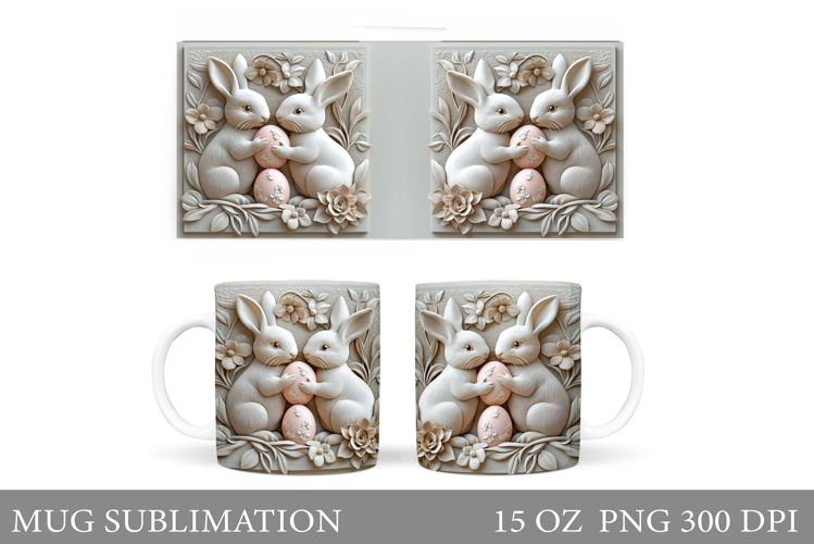 Easter Bunny Mug Design. Bunny Easter Mug Wrap Sublimation