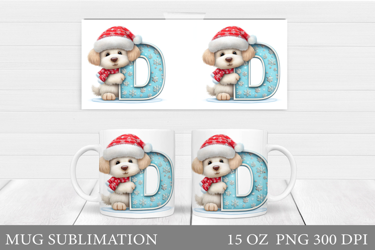 Letter D Mug Sublimation. Christmas Mug Sublimation