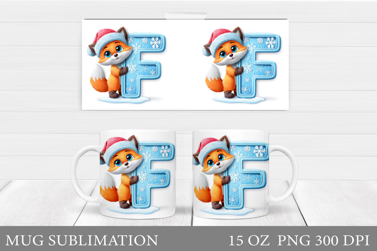 Letter F Mug Sublimation. Christmas Mug Sublimation