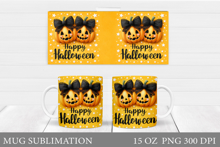 Halloween Mug Sublimation. Halloween Pumpkin Mug Design