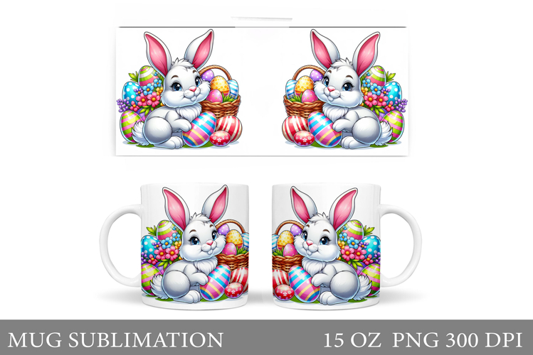 Easter Bunny Mug Design. Easter Mug Wrap Sublimation