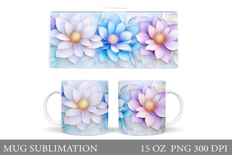 Flowers Mug Wrap Design. Flowers Sublimation