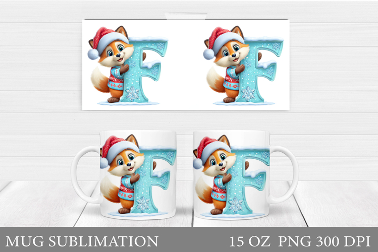 Letter F Mug Sublimation. Christmas Mug Sublimation