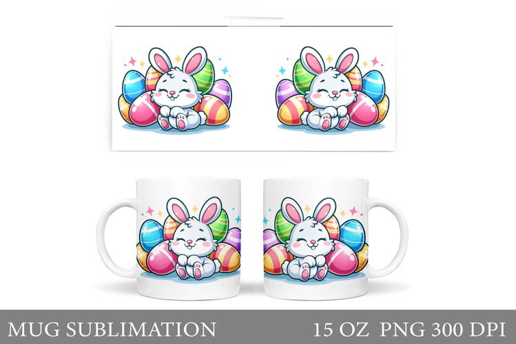 Easter Bunny Mug Design. Easter Mug Wrap Sublimation