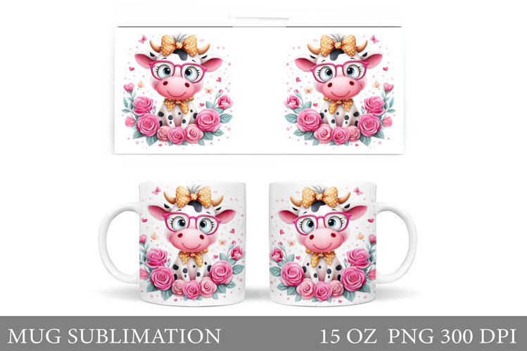 Cute Cow Mug Design. Cute Cow Sublimation example image 1