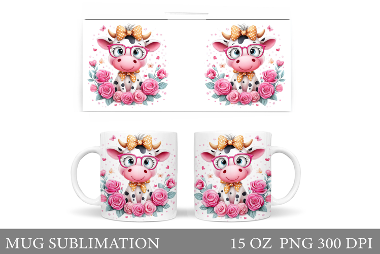 Cute Cow Mug Design. Cute Cow Sublimation