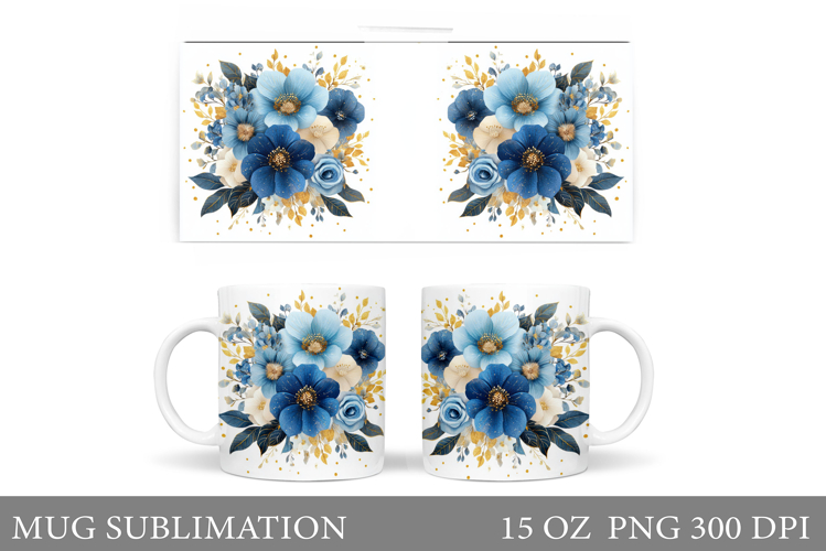 Floral Mug Sublimation. Flowers Mug Wrap Design