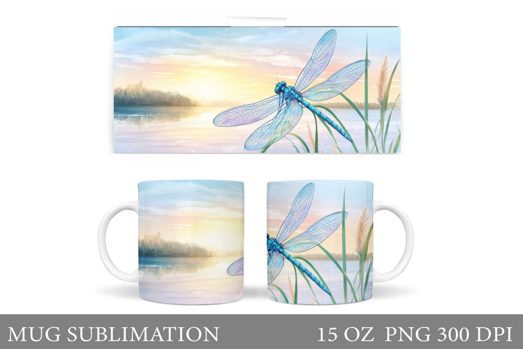 Dragonfly Mug Sublimation. Summer Mug Design
