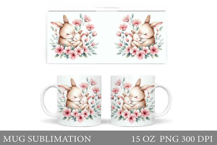 Cute Bunny Mug Design. Cute Bunny Sublimation example image 1