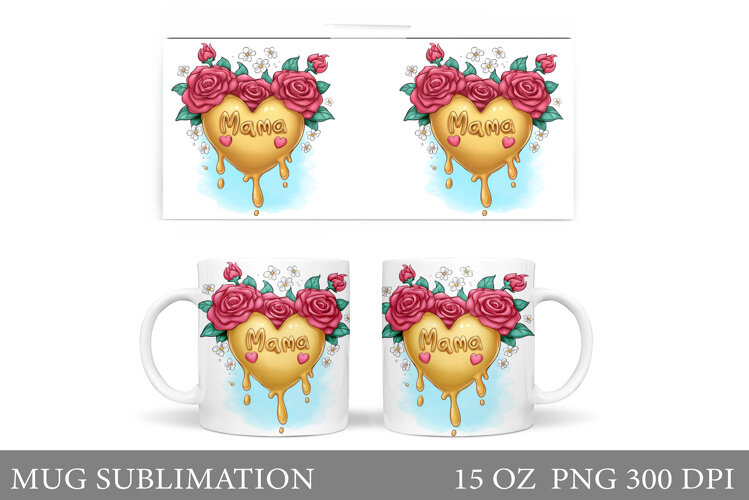 Mother's Day Mug Sublimation. Flowers Mug Design example image 1