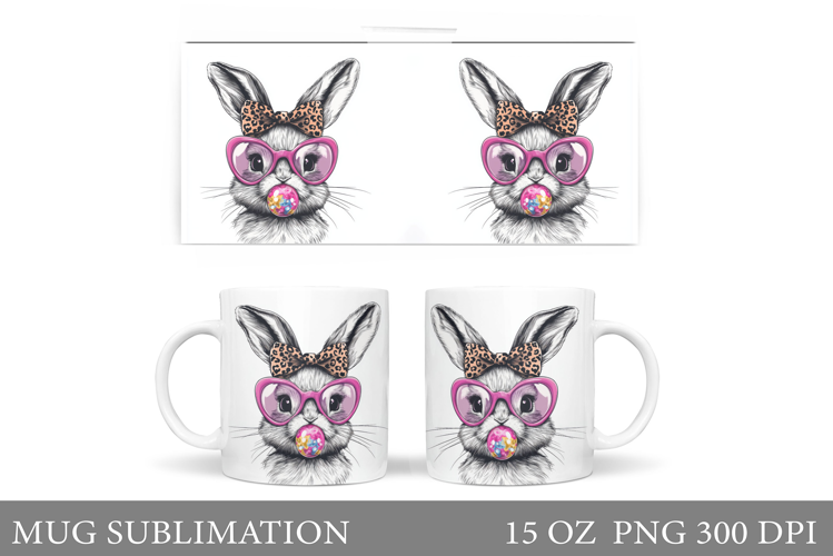 Cute Hare in Glasses Mug. Cute Bunny Sublimation
