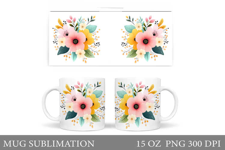 Flowers Mug Design. Floral Mug Sublimation