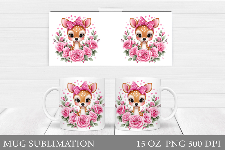 Cute Deer Mug Design. Cute Deer Sublimation