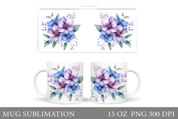 Flowers Mug Wrap Design. Flowers Sublimation