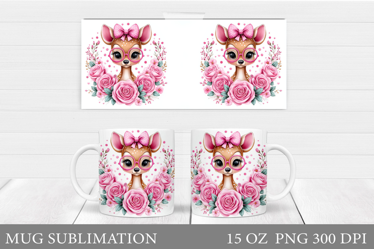Cute Deer Mug Design. Cute Deer Sublimation
