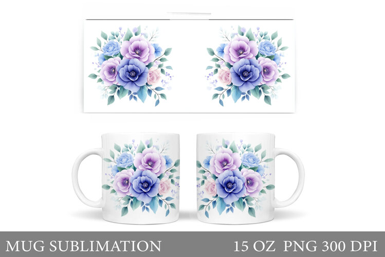Flowers Mug Wrap Design. Flowers Sublimation example image 1