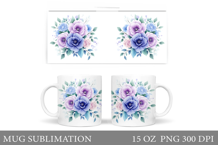Flowers Mug Wrap Design. Flowers Sublimation
