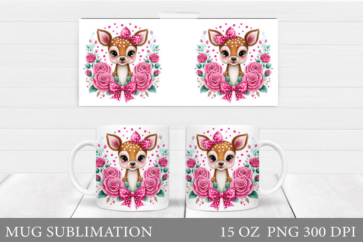 Cute Deer Mug Design. Cute Deer Sublimation example image 1