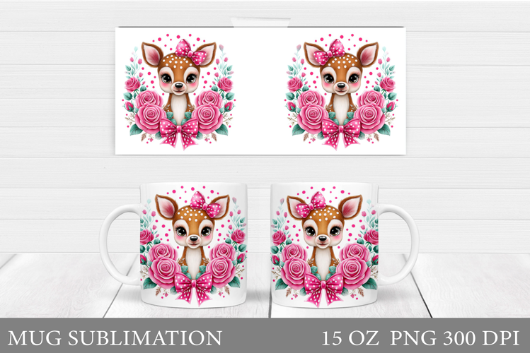 Cute Deer Mug Design. Cute Deer Sublimation