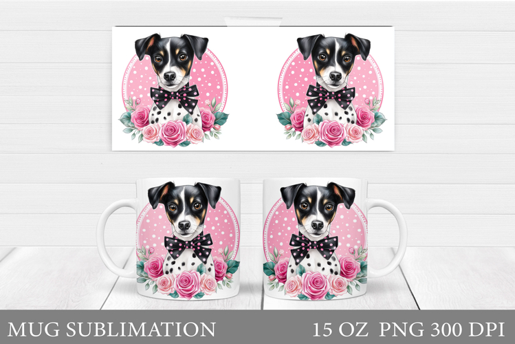 Dog Mug Sublimation. Dog Flowers Mug Design