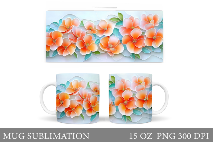 Flowers Mug Wrap Design. Flowers Sublimation