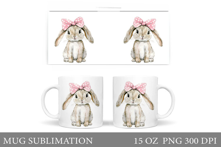 Cute Bunny Mug Design. Cute Bunny Sublimation example image 1