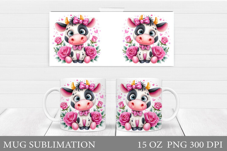 Cute Cow Mug Design. Cute Cow Sublimation example image 1
