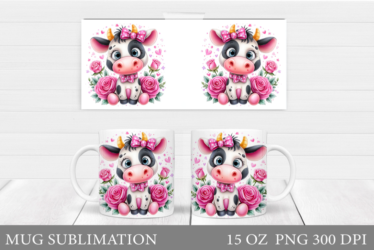 Cute Cow Mug Design. Cute Cow Sublimation