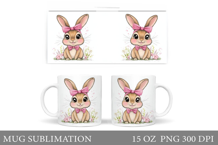 Cute Bunny Mug Design. Cute Bunny Sublimation example image 1