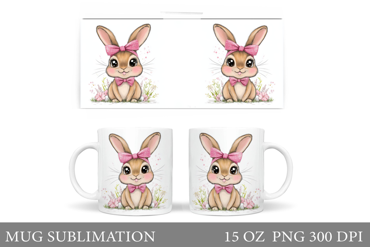 Cute Bunny Mug Design. Cute Bunny Sublimation