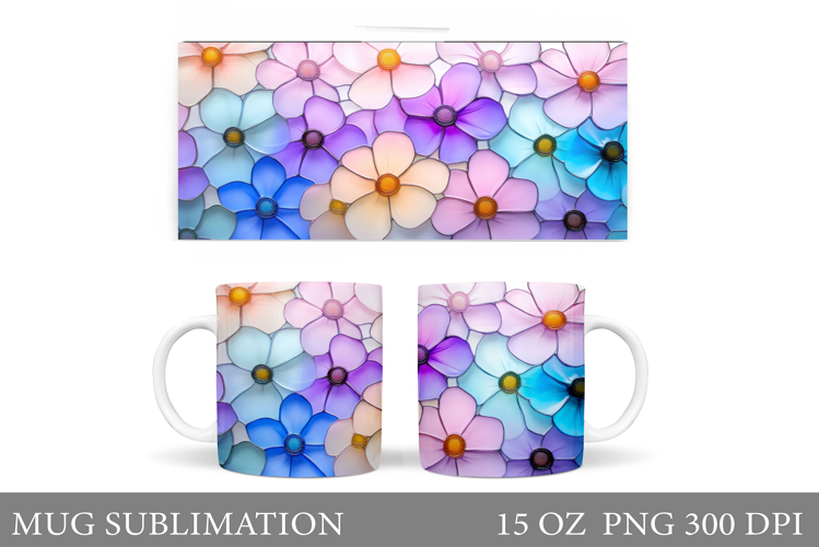 Flowers Mug Wrap Design. Flowers Sublimation